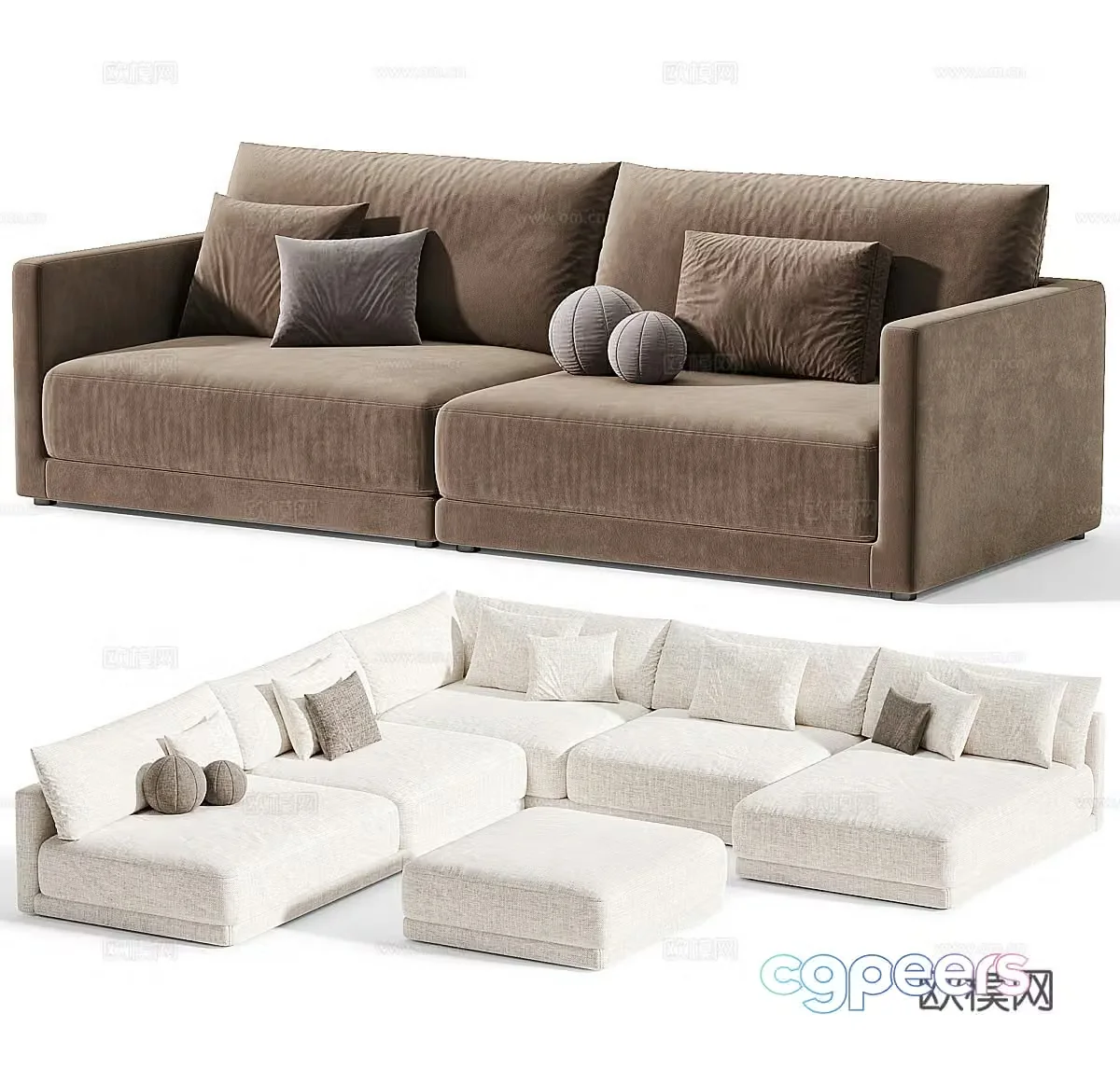 Fabric sofa L-shaped sofa right-angle sofa corner sofa double sofa casual sofa 3D model