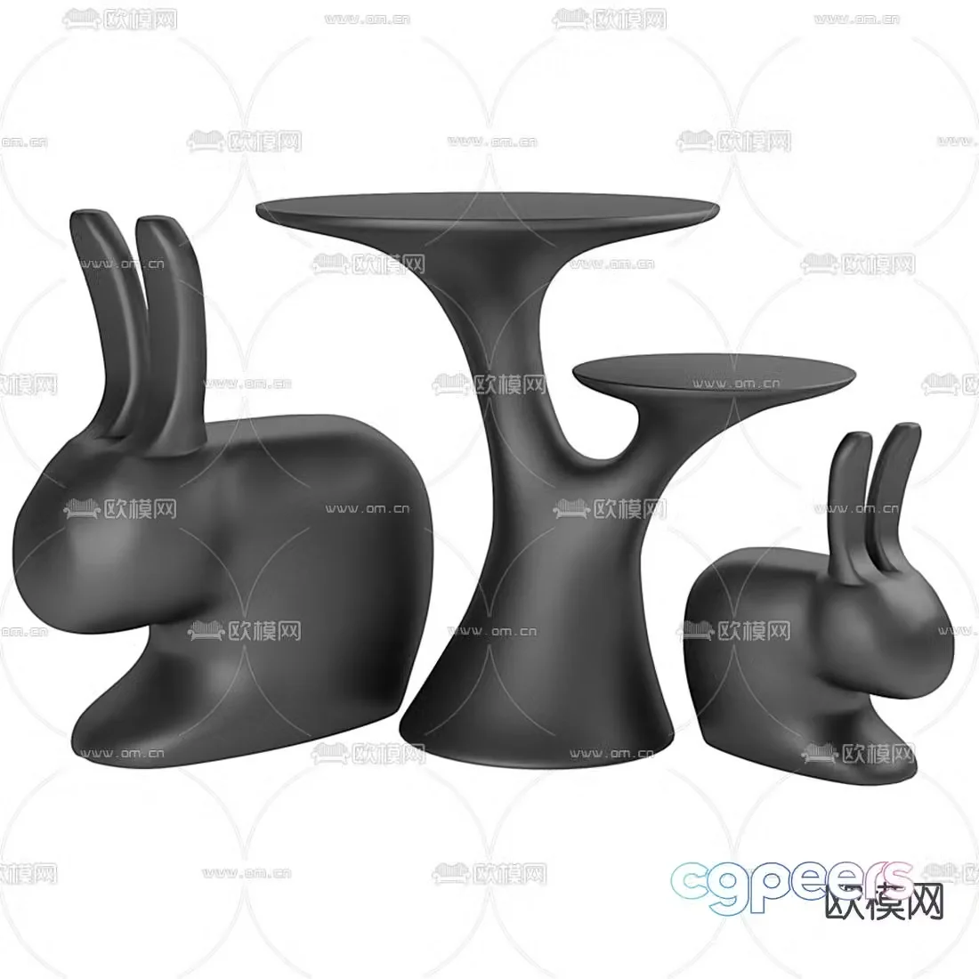Modern rabbit children’s table and chair 3d model