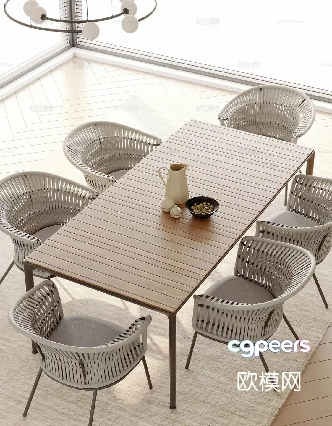 Modern outdoor table and chairs dining table and chairs 3d model