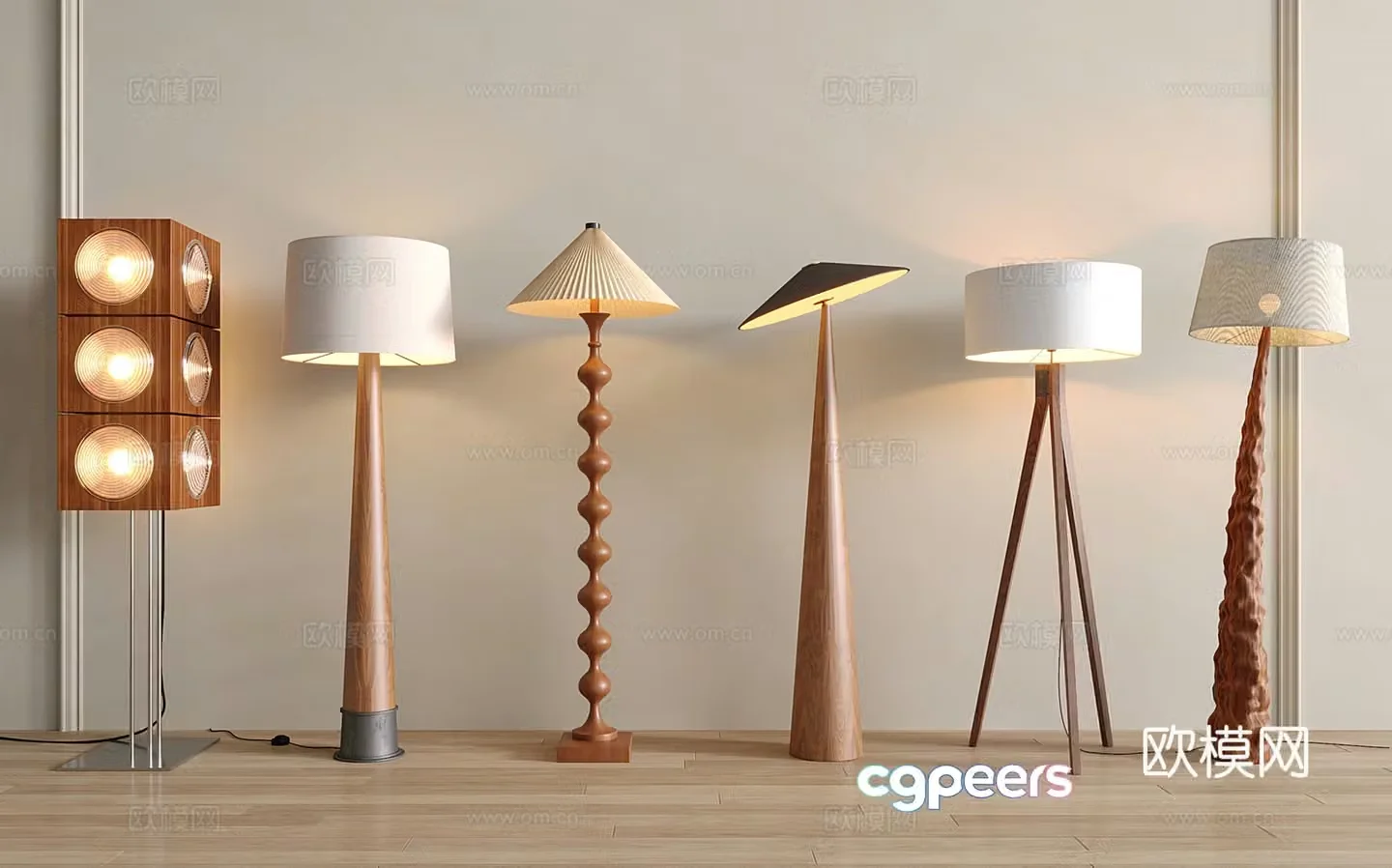 Middle-aged floor lamp Floor lamp combination 3D model