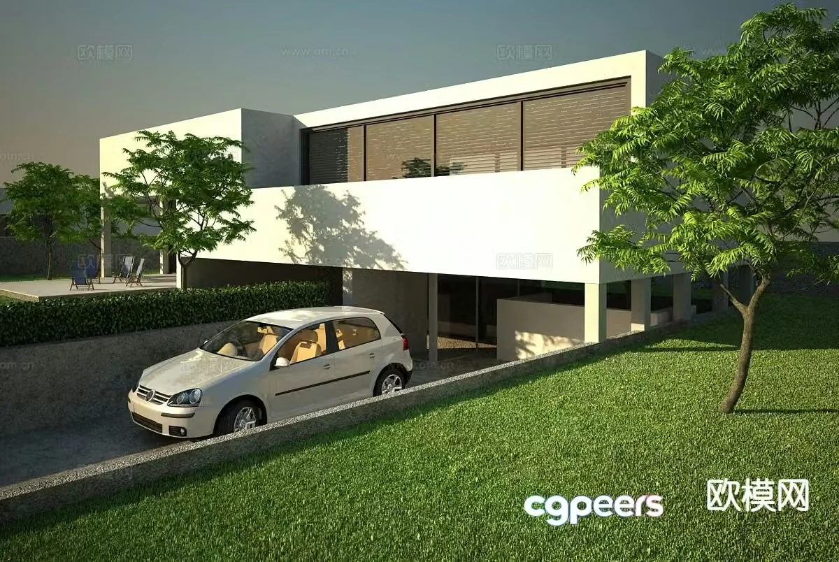 Modern private garage private parking 3d model