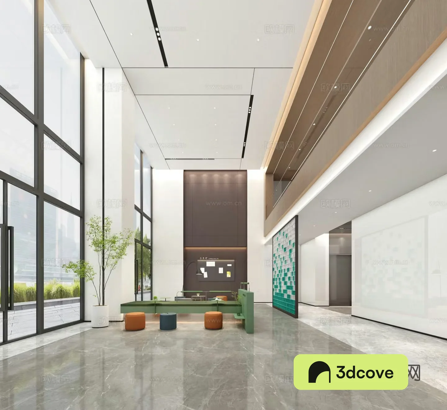 Modern public lobby apartment lobby