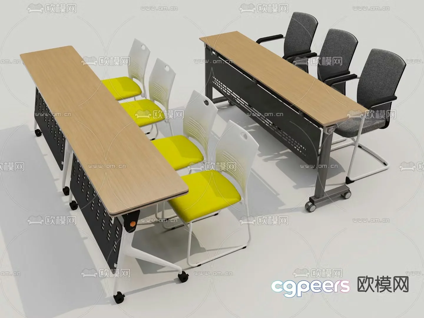 Training tables and chairs conference tables desks and chairs 3D model