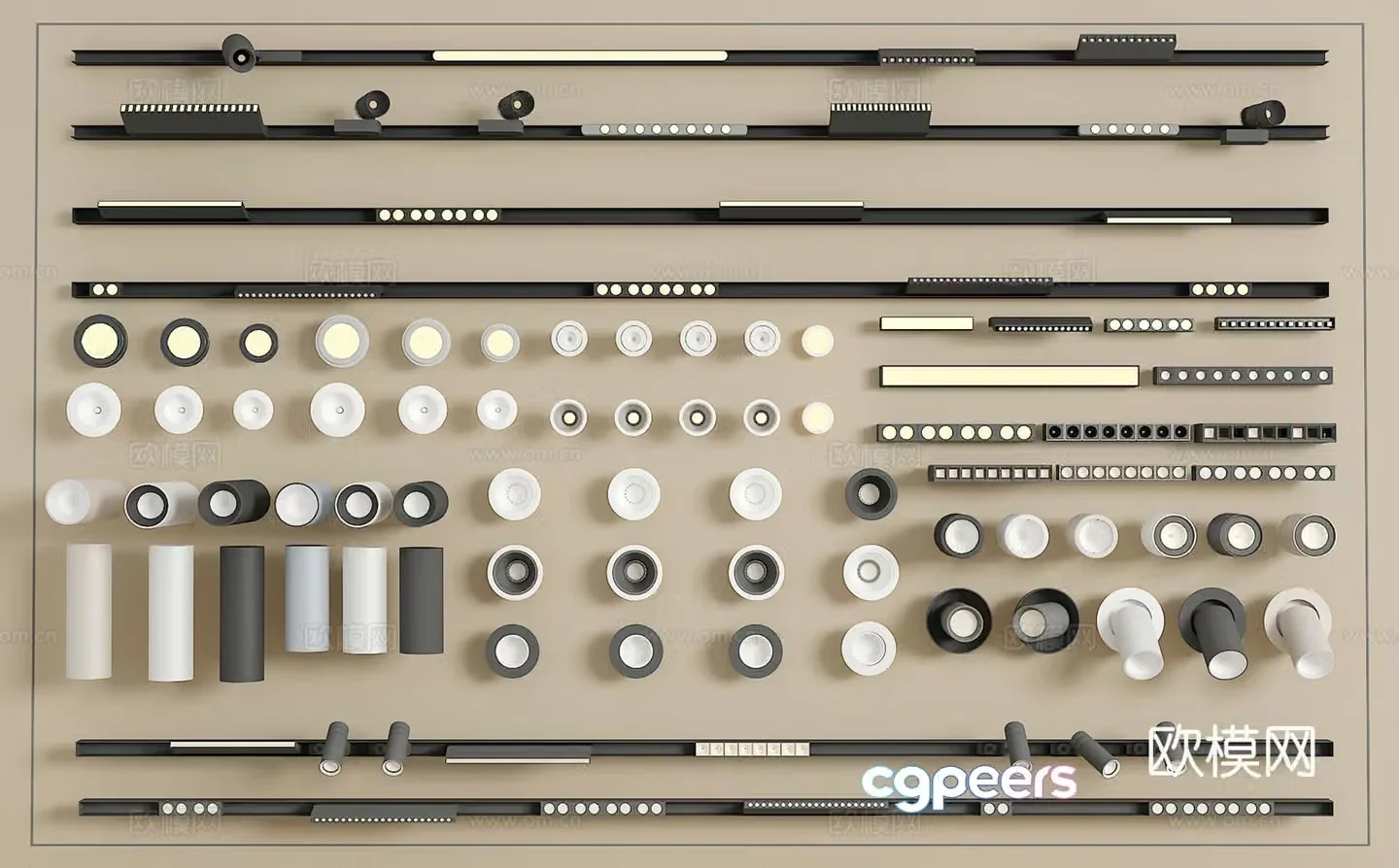 Track spotlight downlight linear lamp embedded downlight magnetic spotlight 3D model