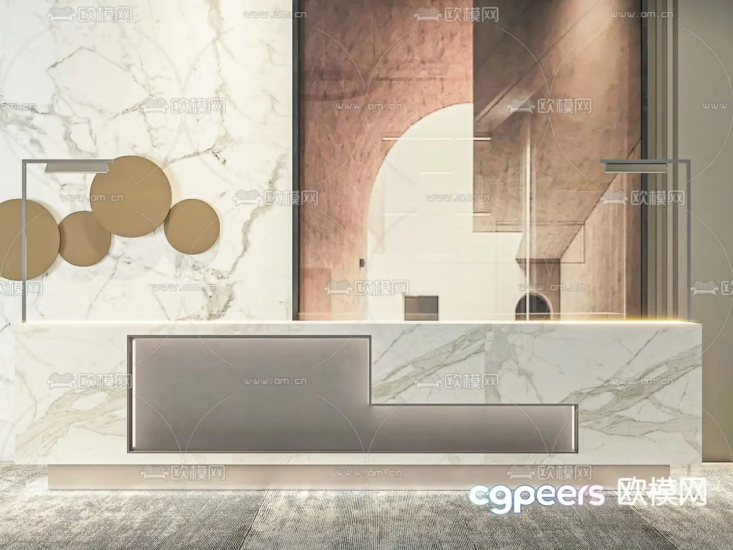 Reception desk information desk 3d model