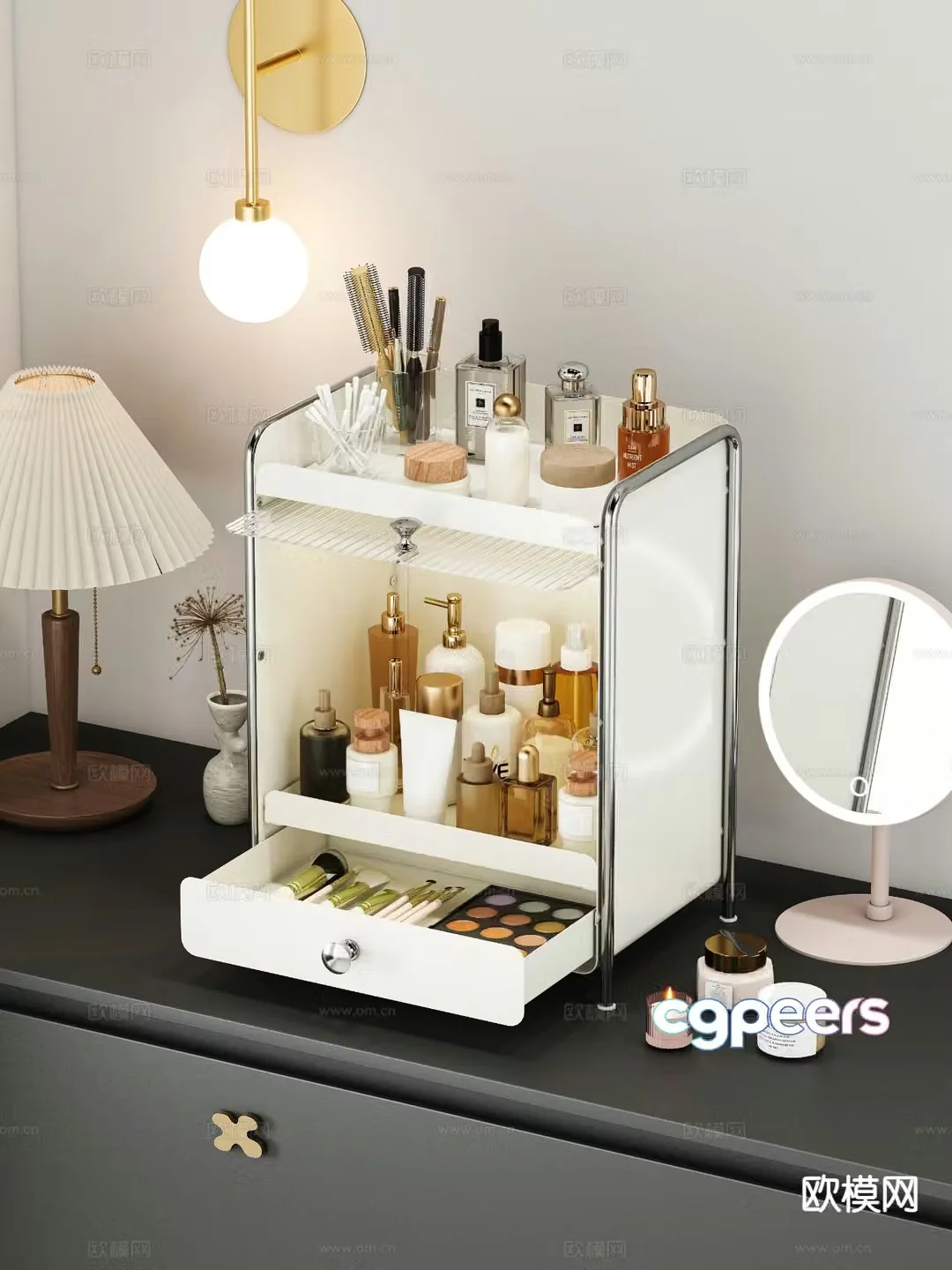 Skin care products makeup storage rack 3d model