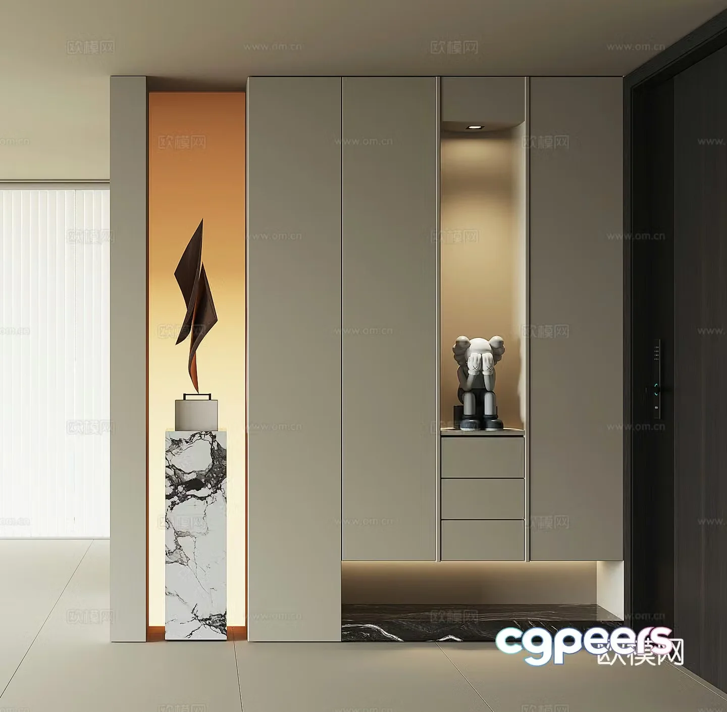 Modern home entrance shoe cabinet 3D model