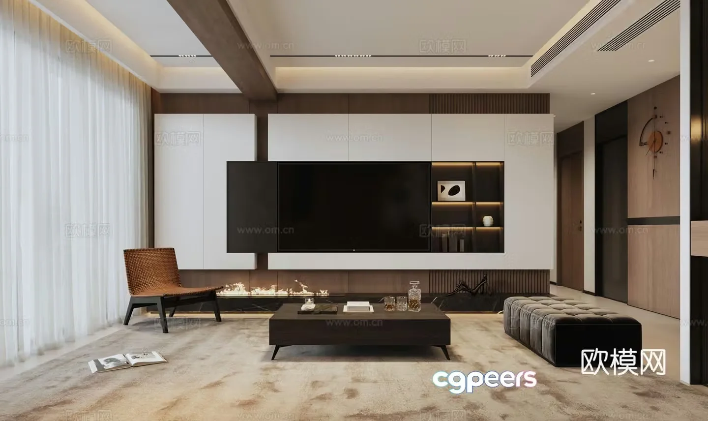 Italian minimalist TV wall 3d model