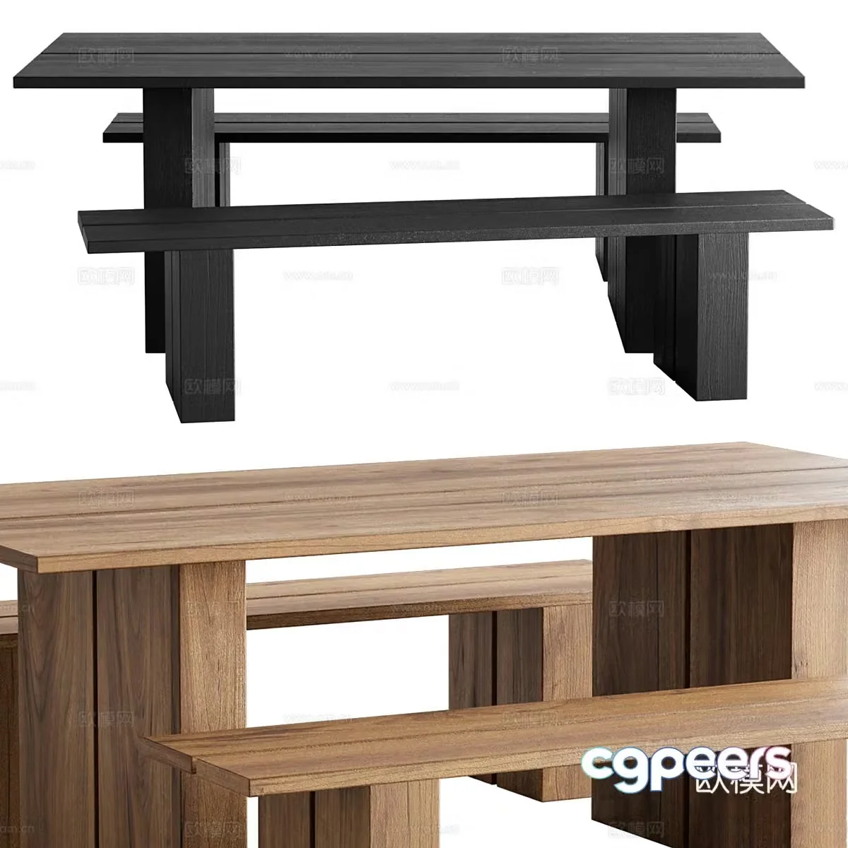 New Chinese style Wasabi Gervasoni table Yaku bench 3D model