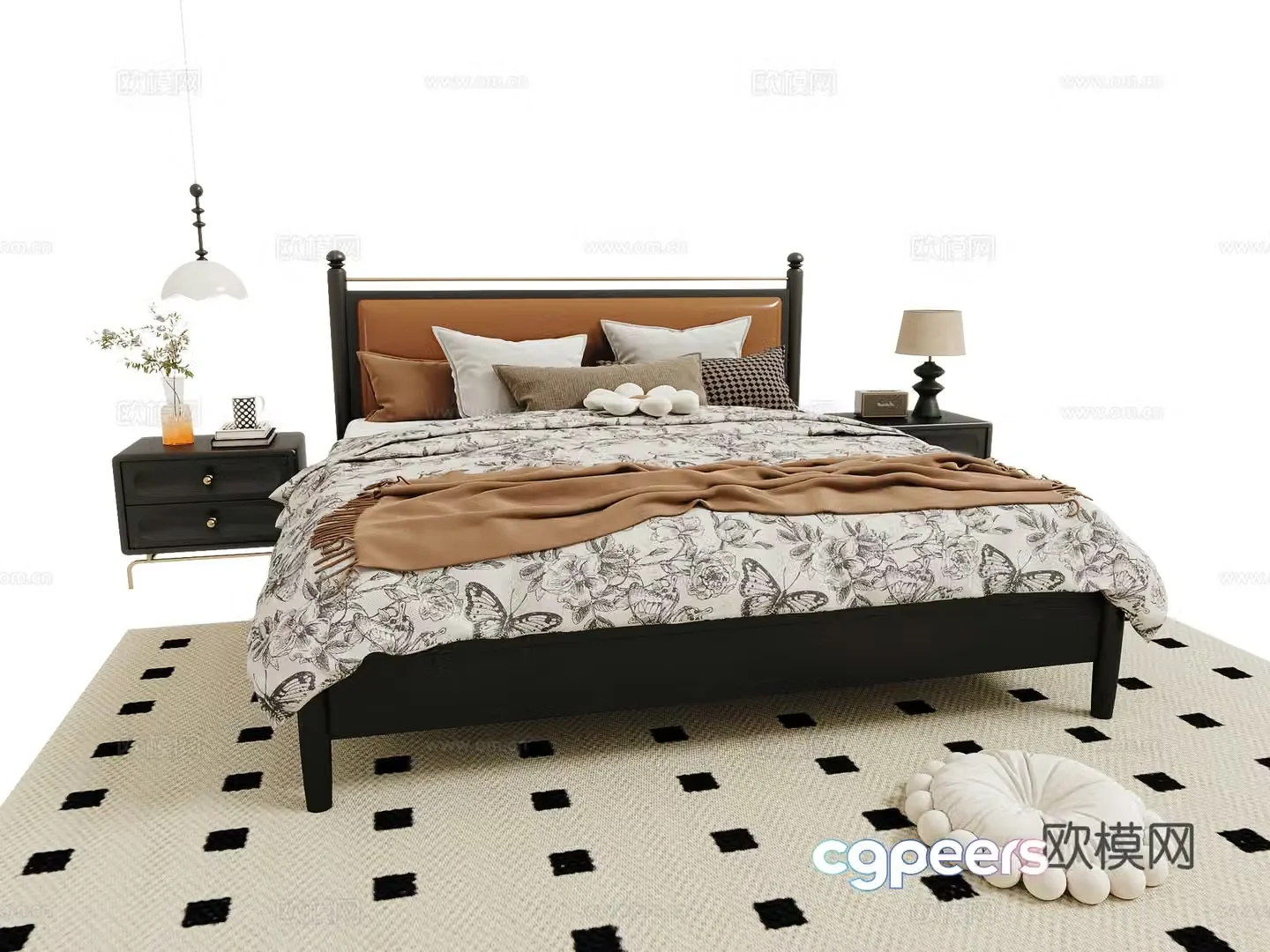 Medieval style double bed 3d model