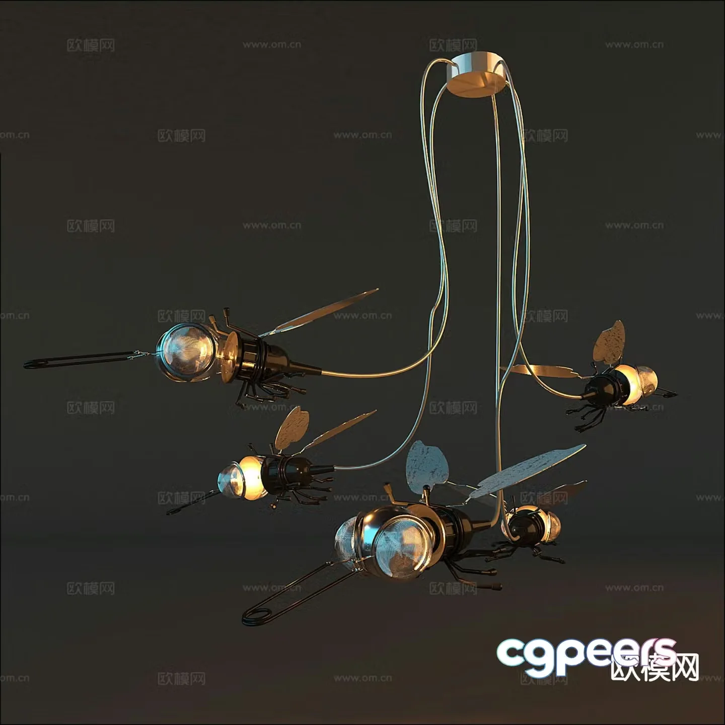 Industrial style chandelier restaurant chandelier 3d model