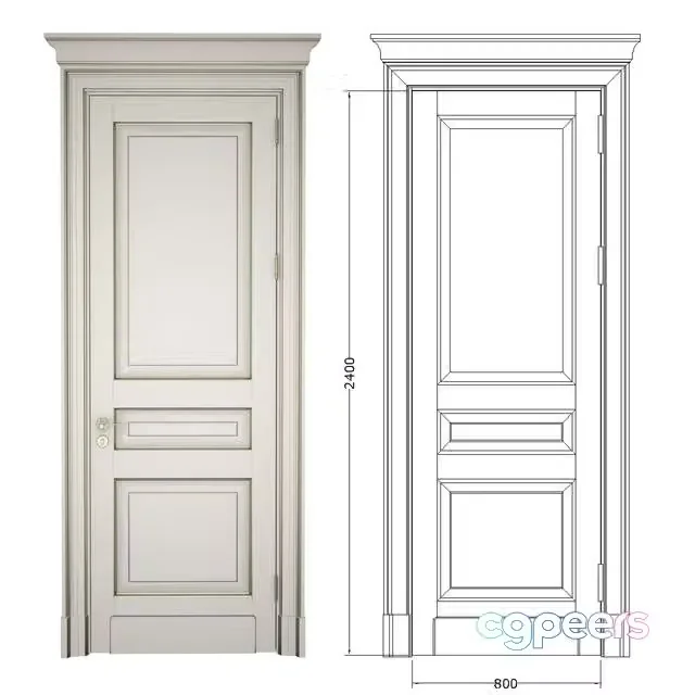 3ds Max Free – Classic door with cornice + 2D DWG File