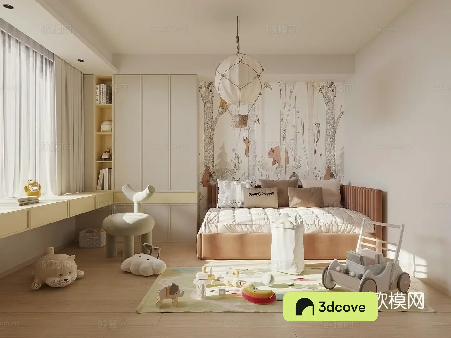 Modern Cream Universal Children’s Room Children’s Room Children’s Toy Room Children’s Cabinet Toy Combination