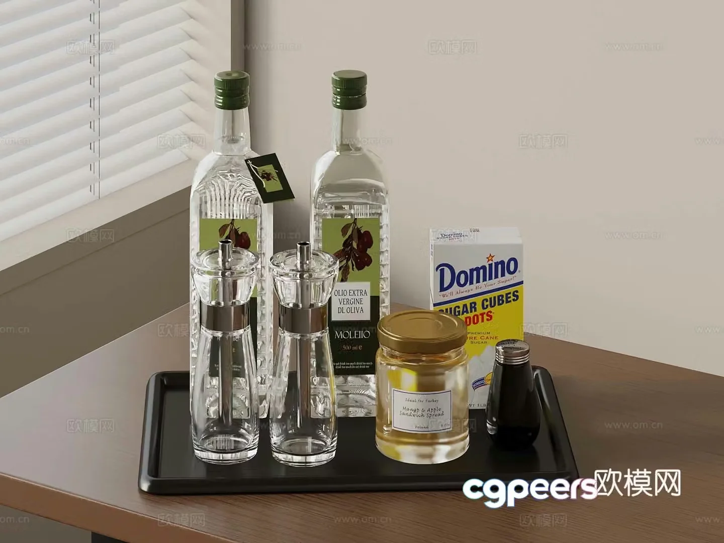 Modern tray wine kitchen supplies 3d model