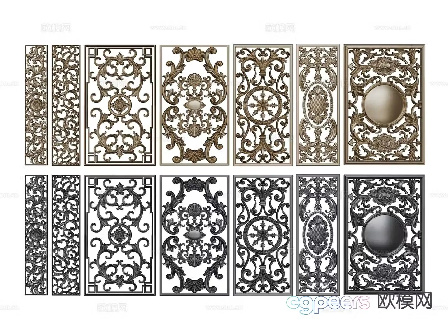 European style window grille grille window ornate window 3d model