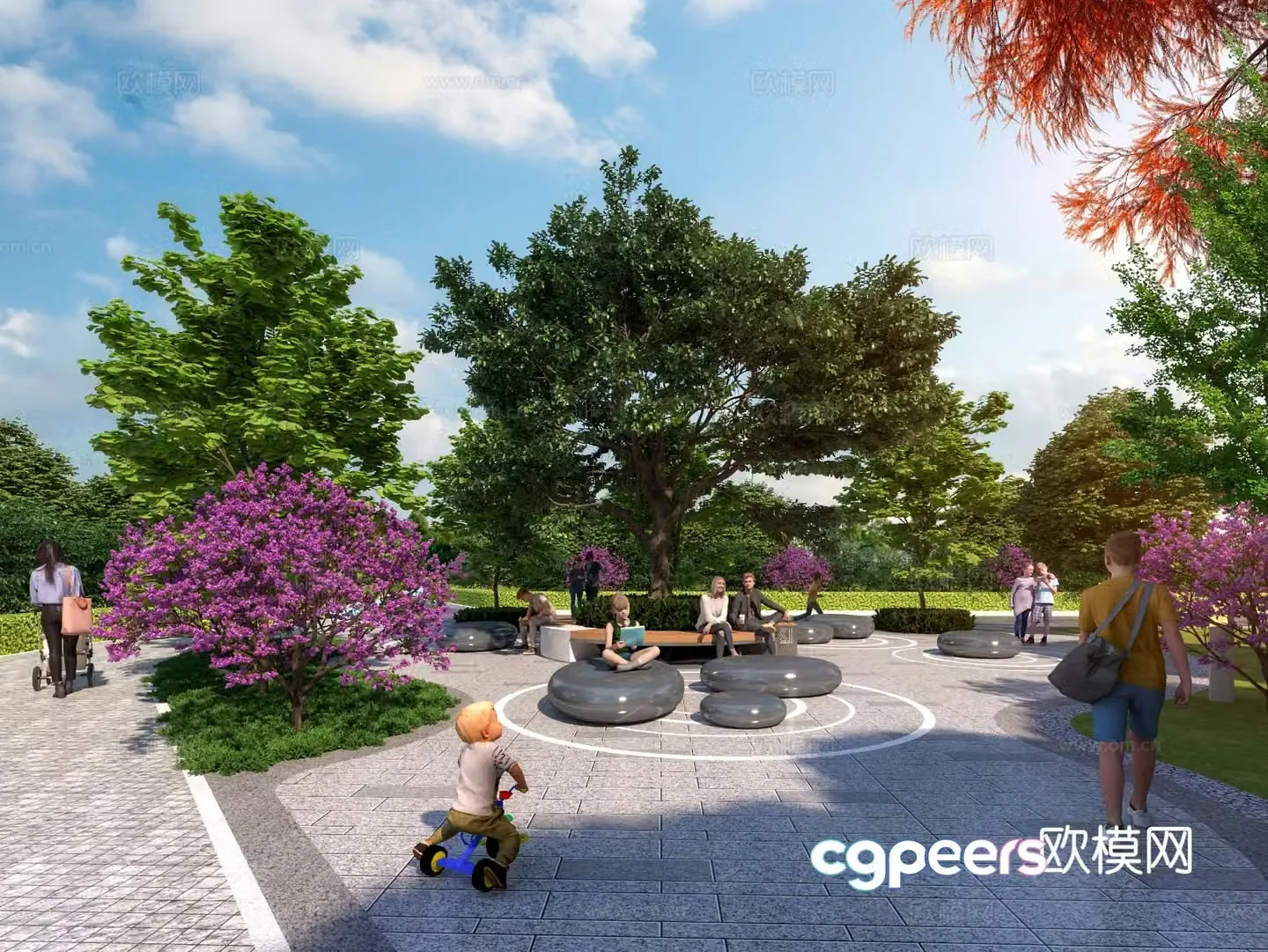 Modern park landscape 3d model