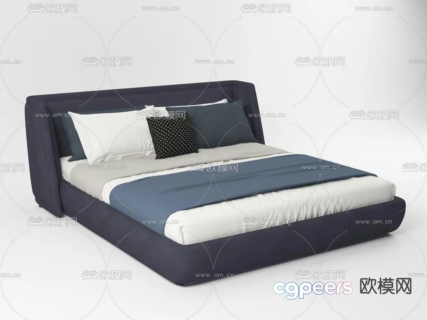 Modern double bed 3d model