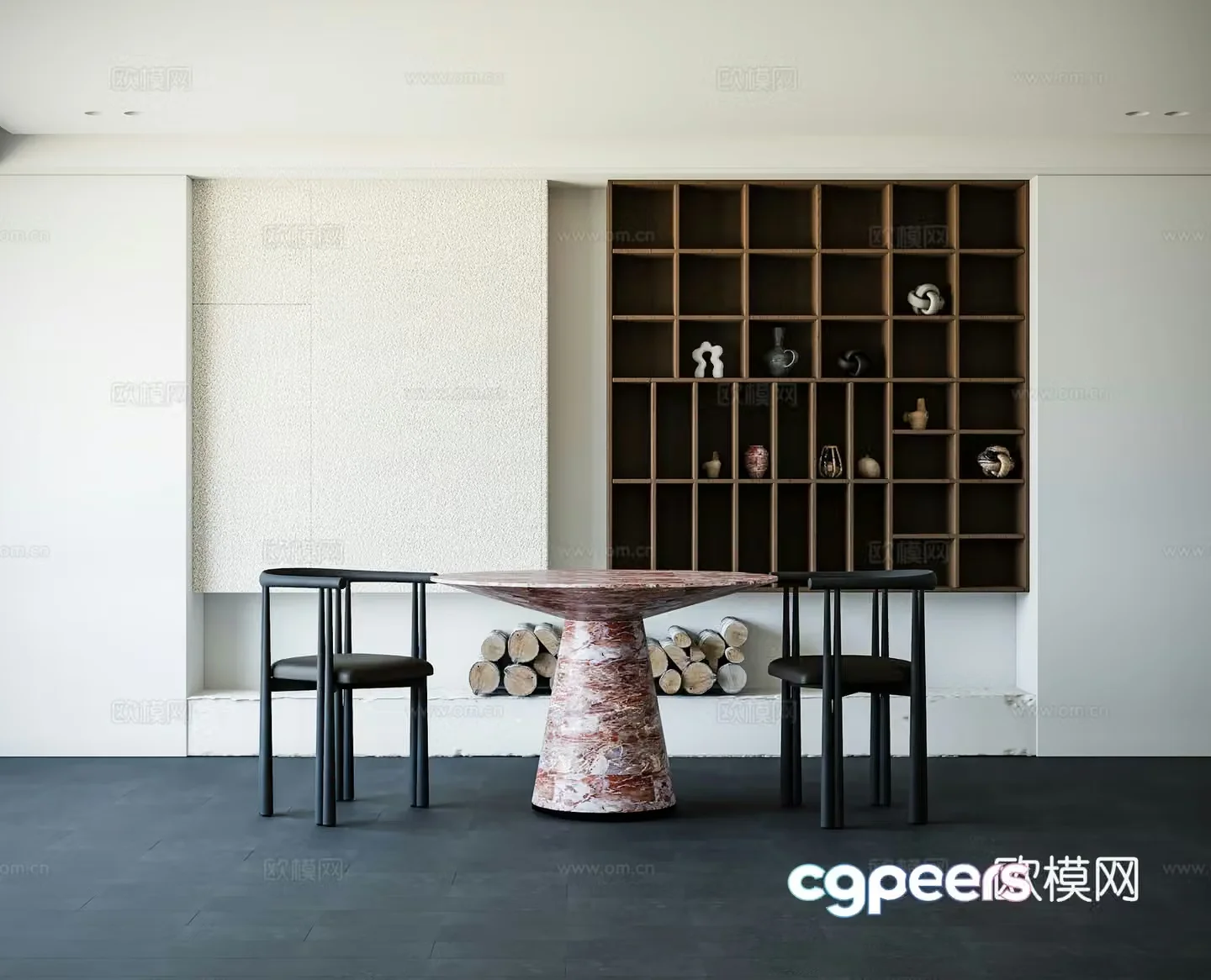 Modern minimalist restaurant 3d model