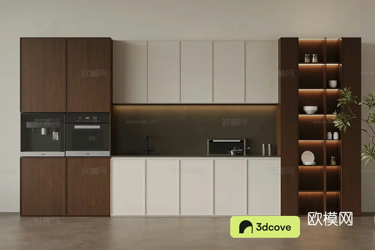 03 Middle-aged sideboard cabinet kitchenware stove 3D model