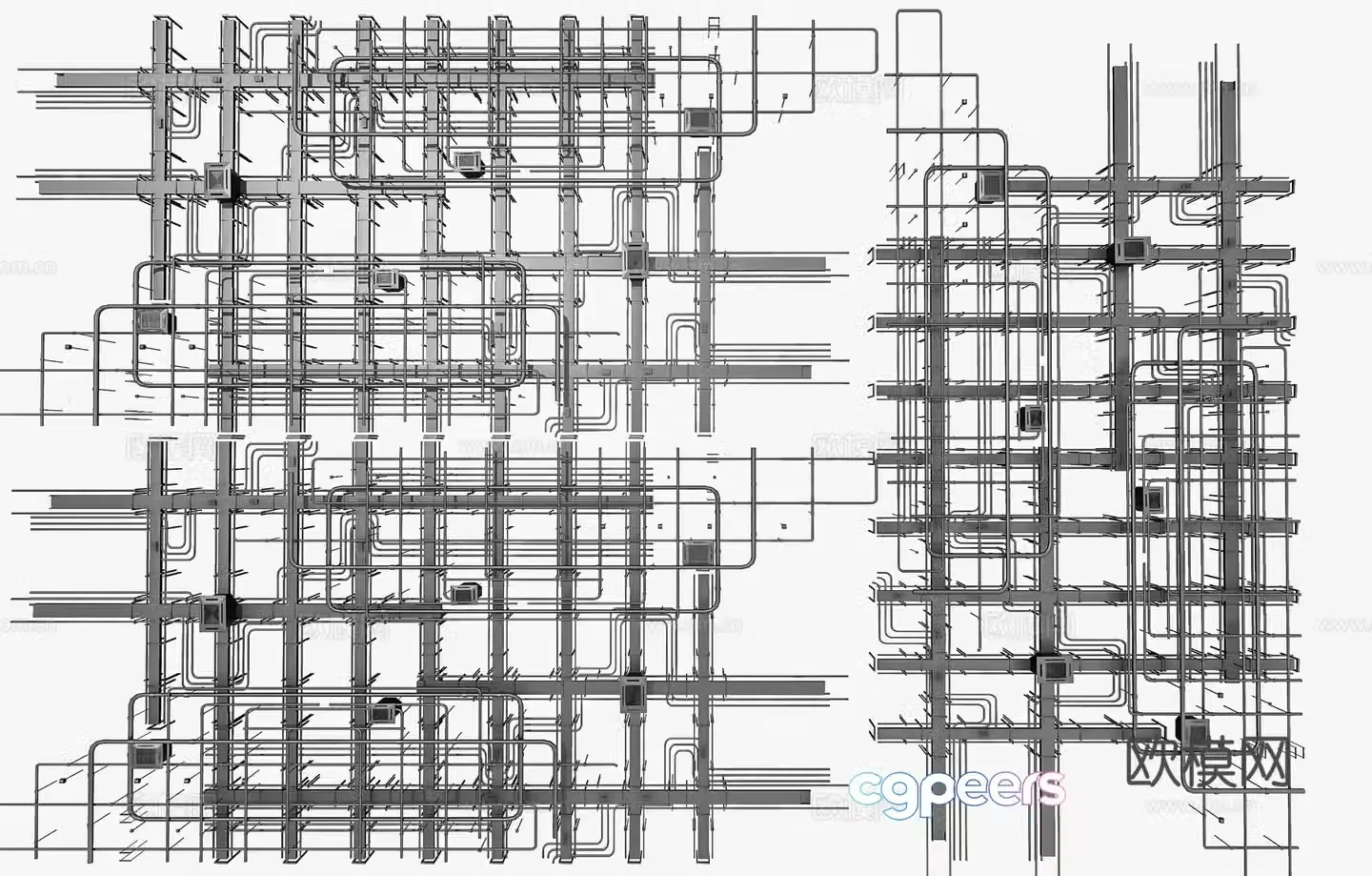 Industrial ceiling Office industrial pipeline parts Industrial pipeline parts ceiling Fan coil 3D model