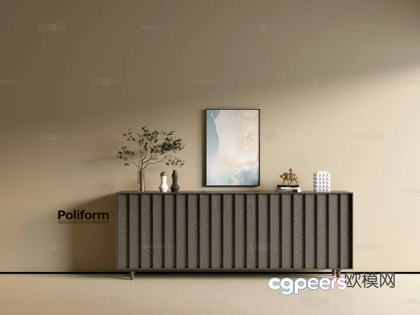 Modern black wood grain cabinet ins wind minimalist wind cabinet whole cabinet sideboard balcony cabinet 3d model