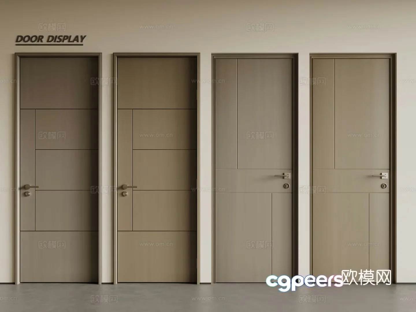 Modern single-open door wooden door swing door single-open door combination 3D model