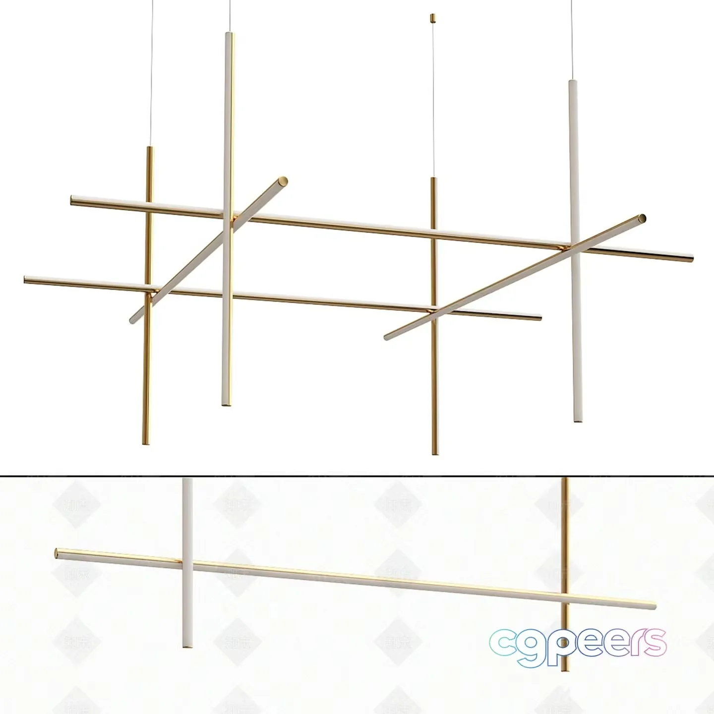 Gold Light Fixture 3D Model – 3175 – VRAY Render