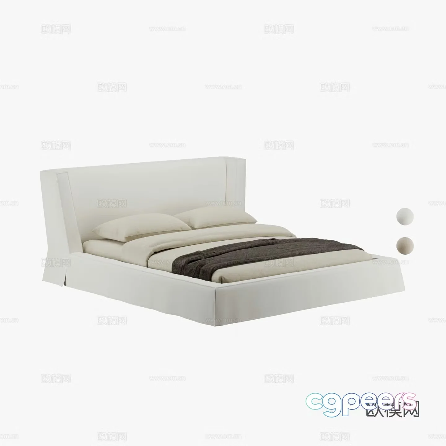 Deyi Fang Zun Bed Double Bed 3D Model