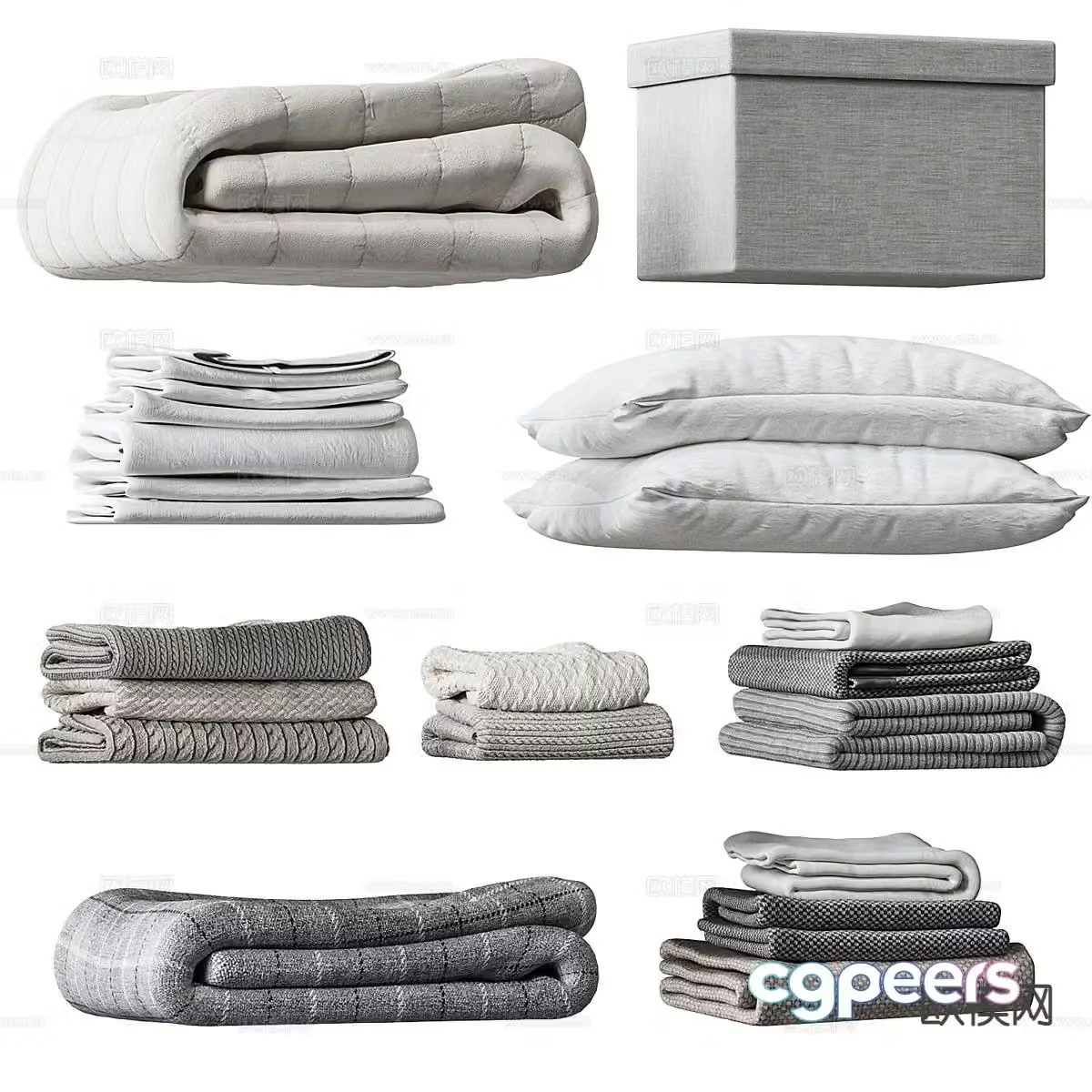 Modern bedding pillow blanket 3d model