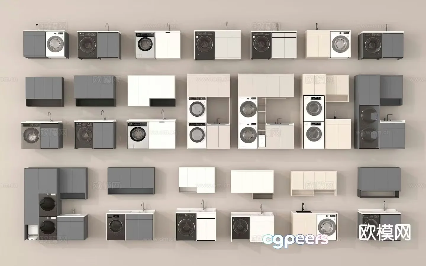Washing machine cabinet balcony cabinet 3d model