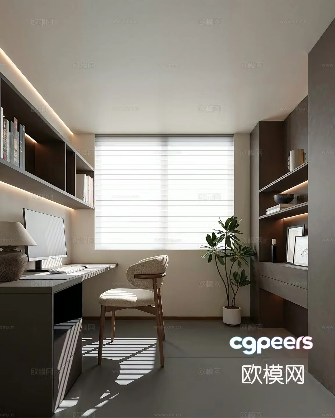 Modern study room 3d model