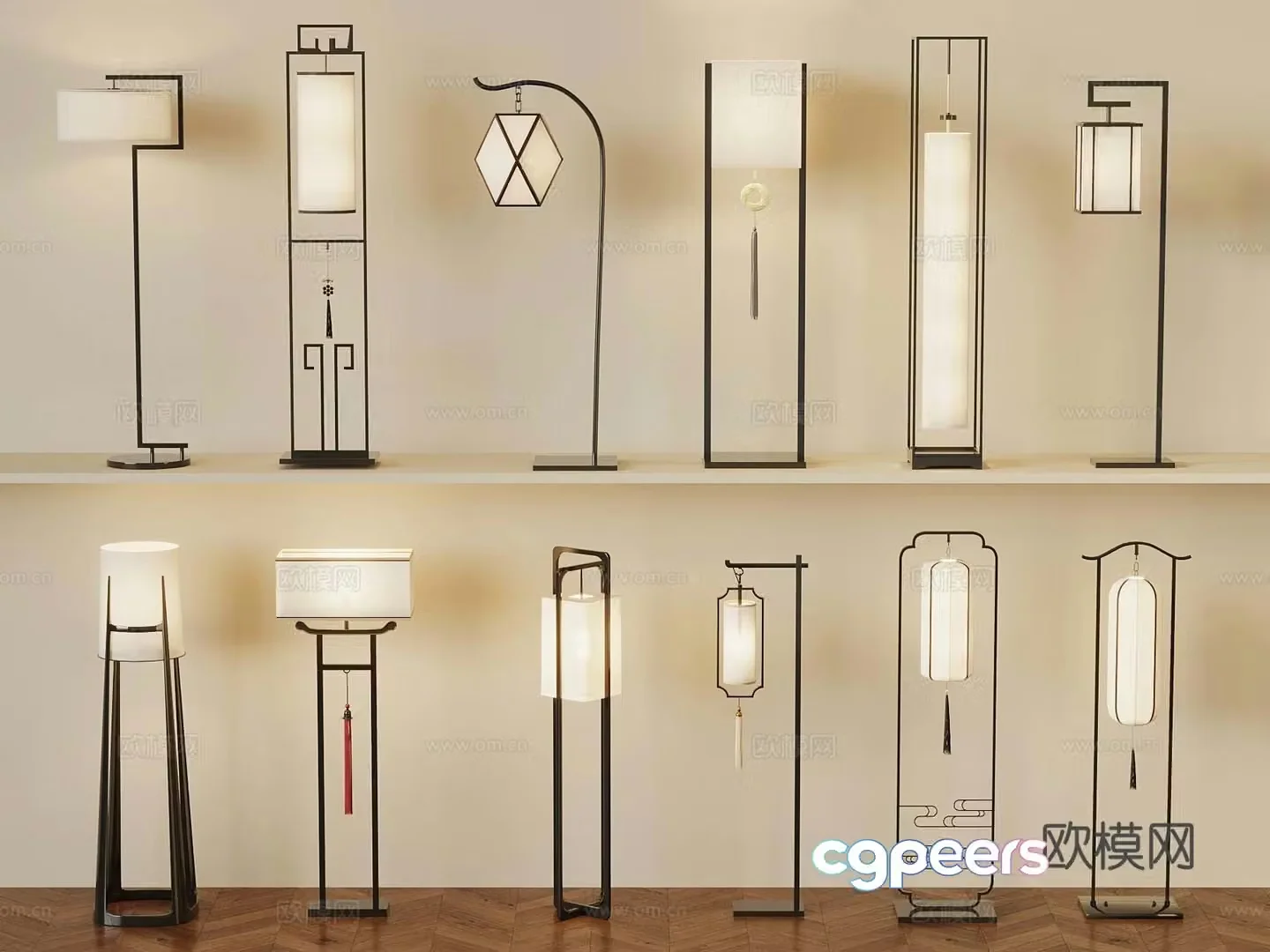 28 New Chinese style floor lamp 3D model