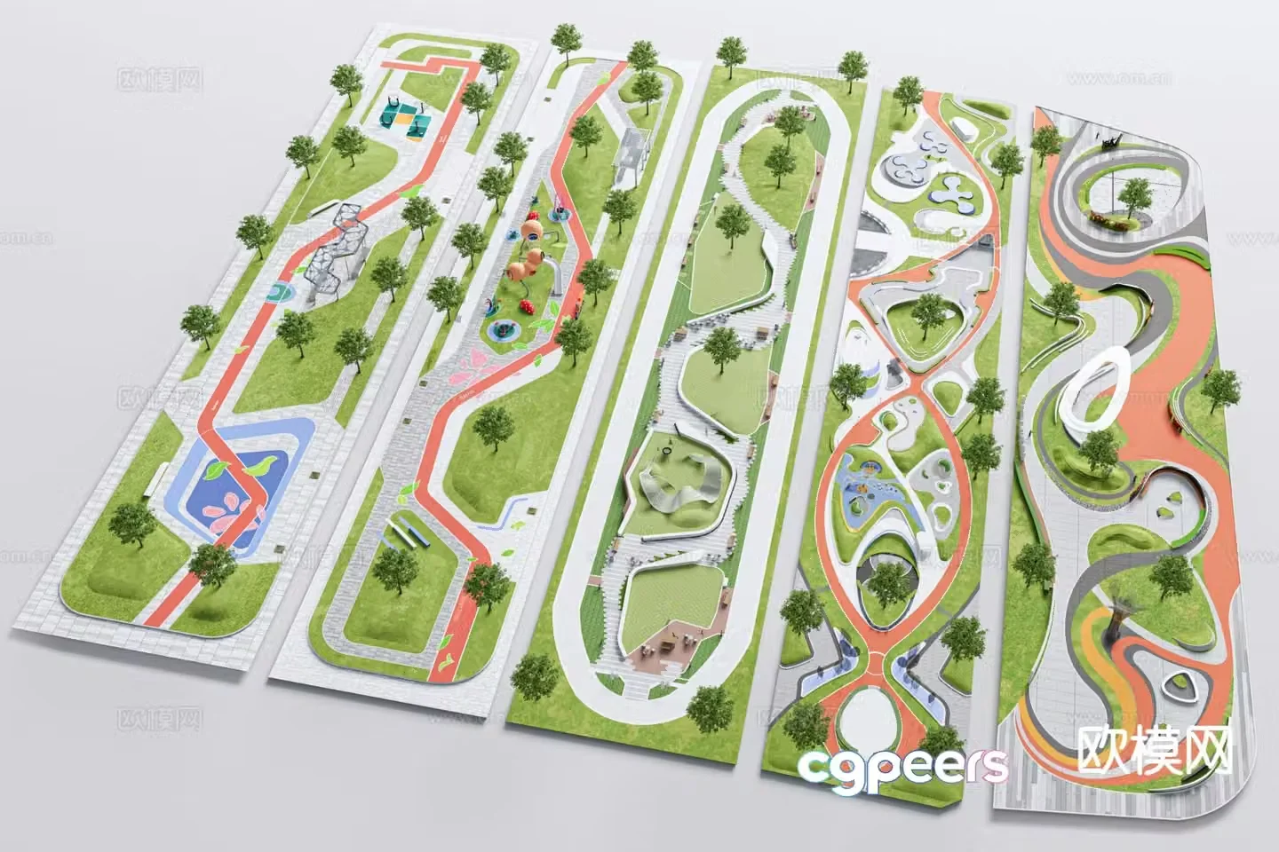 Pocket Park Linear Park Activity Plaza 3D model