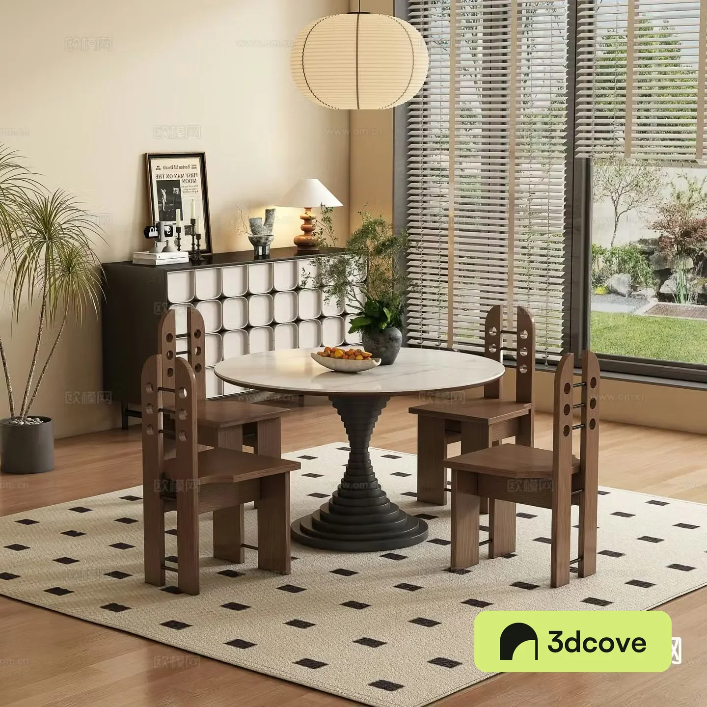 Medieval style round dining table and chairs