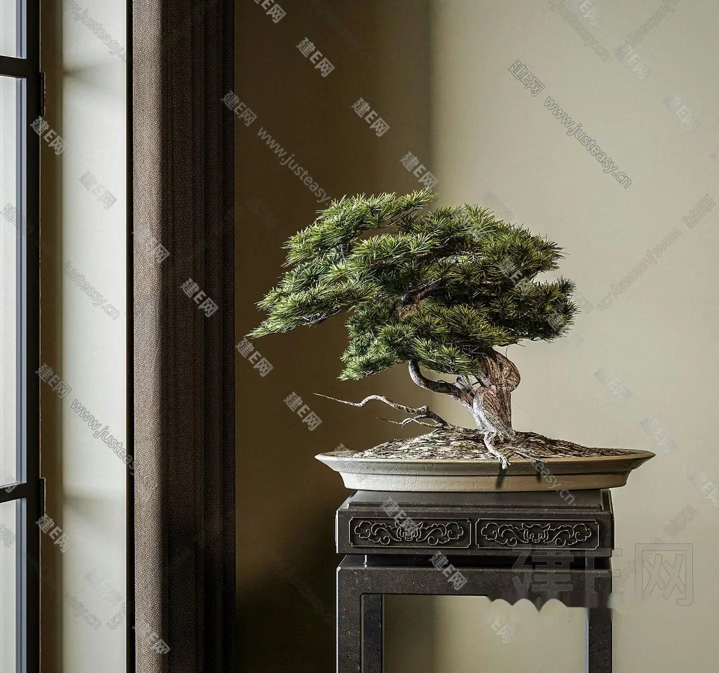 A Bonsai Tree On A Table 3D Model – 16331 – VRAY Render