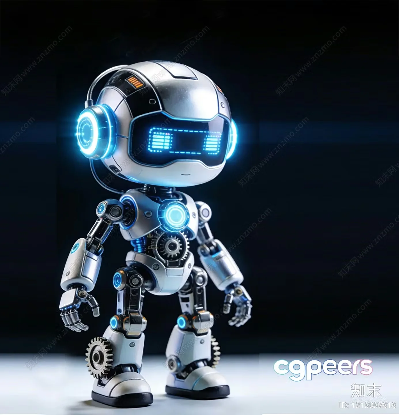 A Robot With Glowing Blue Eyes 3D Model – 4721 – VRAY Render