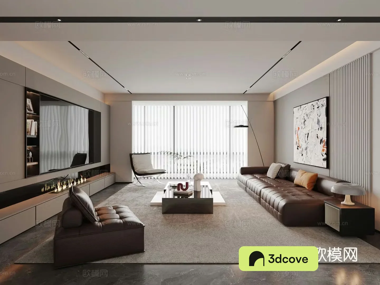 Italian living room sofa coffee table combination TV background wall fireplace fantasy linkage curtain