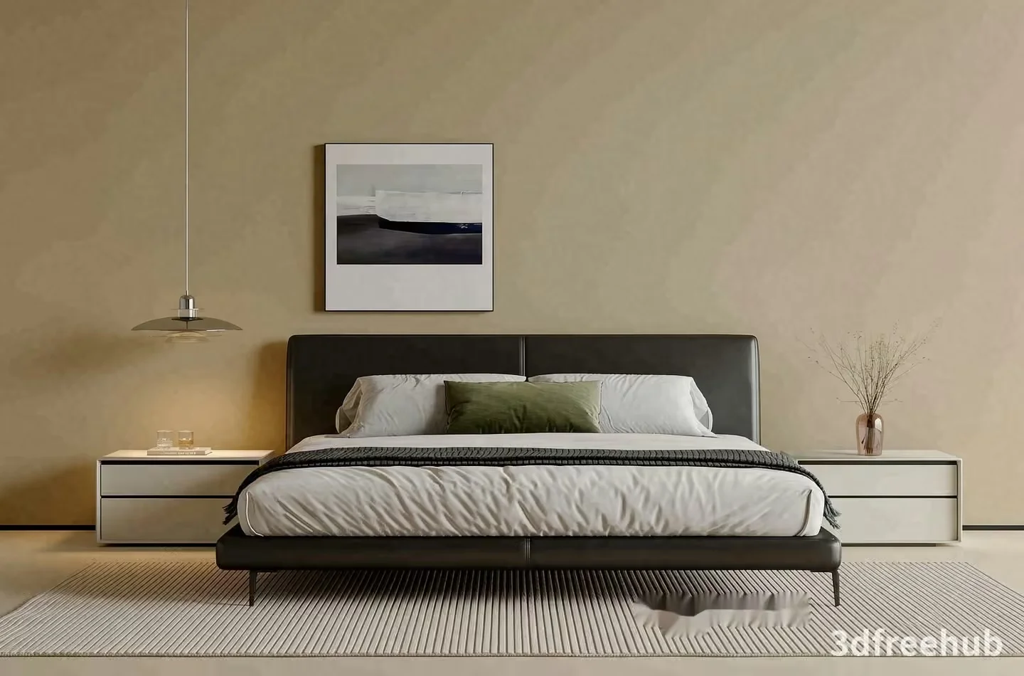 Modern Minimalist Bedroom 3D Model – 22899 – VRAY Render