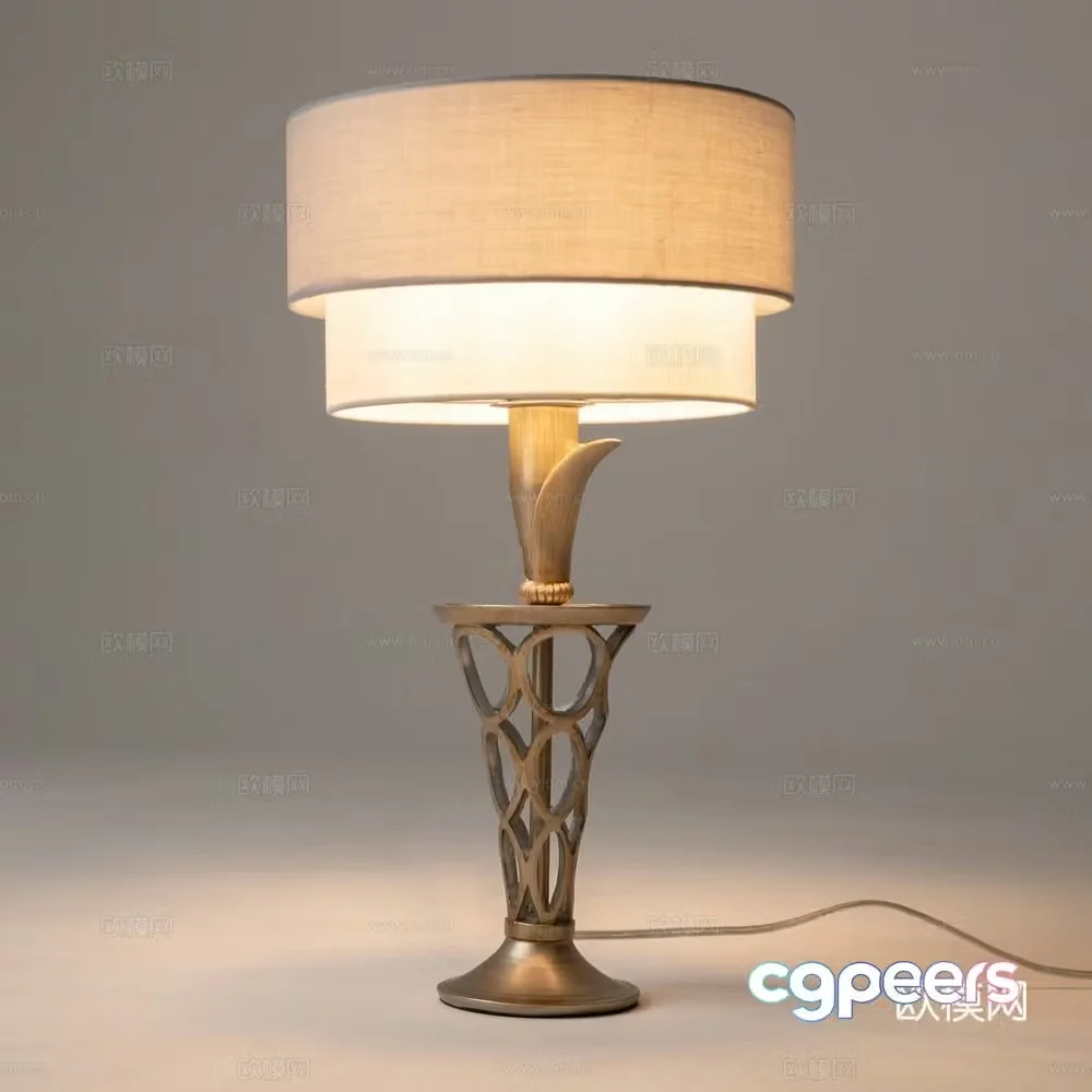 Simple European art desk lamp 3D model