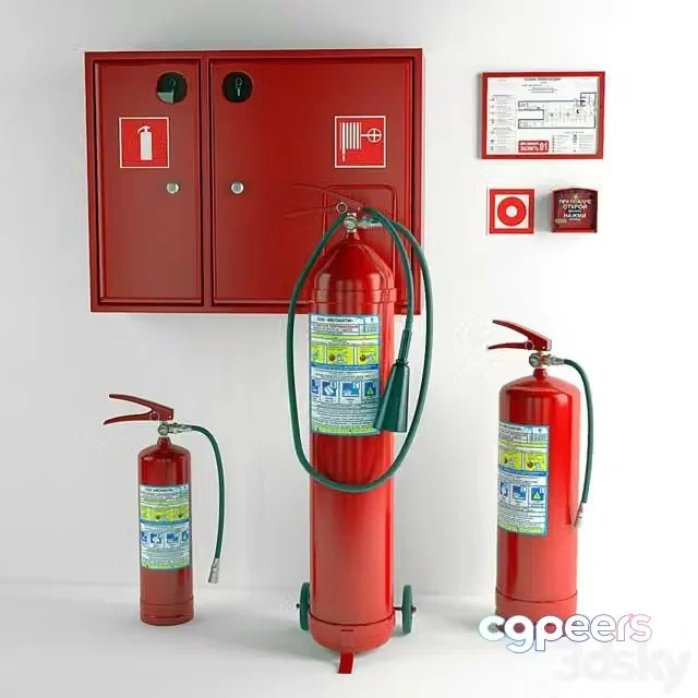 3ds Max Free – Fire extinguishers and fire cabinet