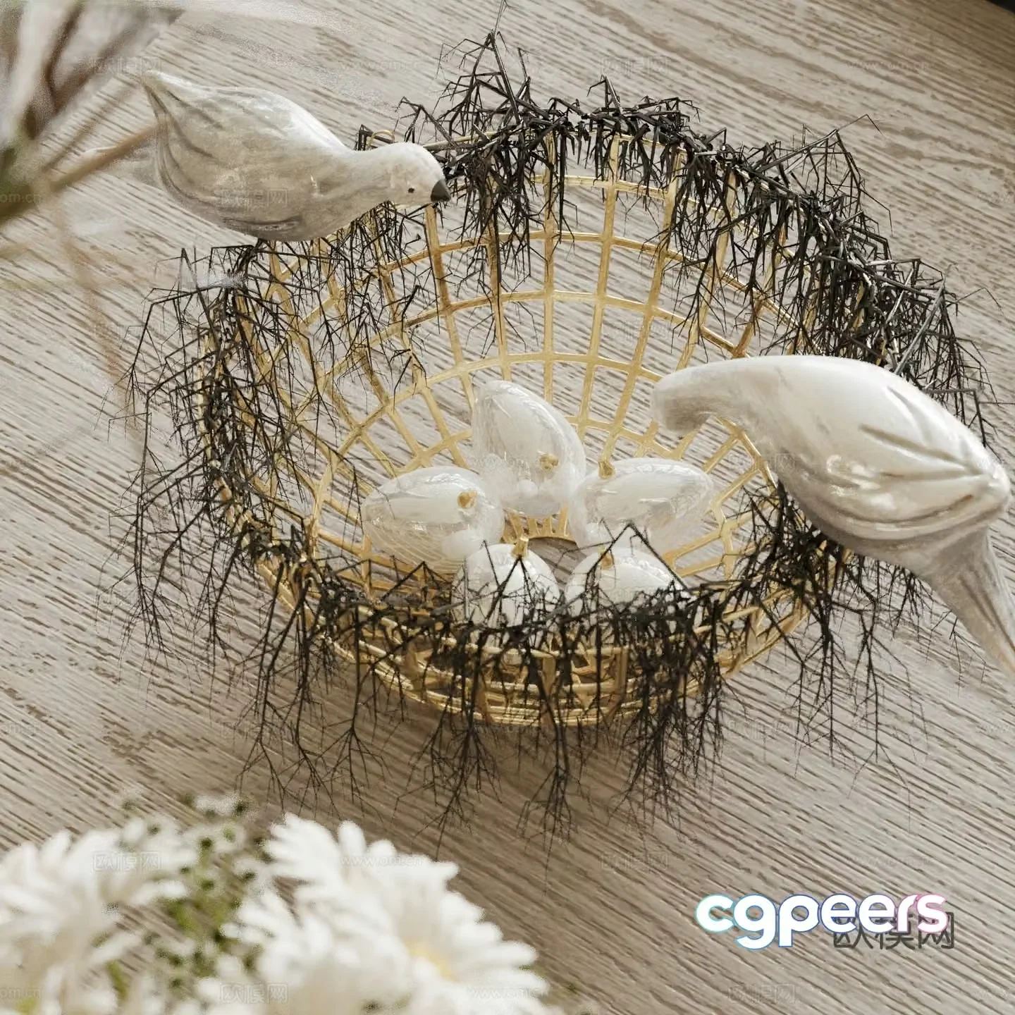 Modern sculpture ornaments Bird’s nest sculpture ornaments Animal sculpture 3d model