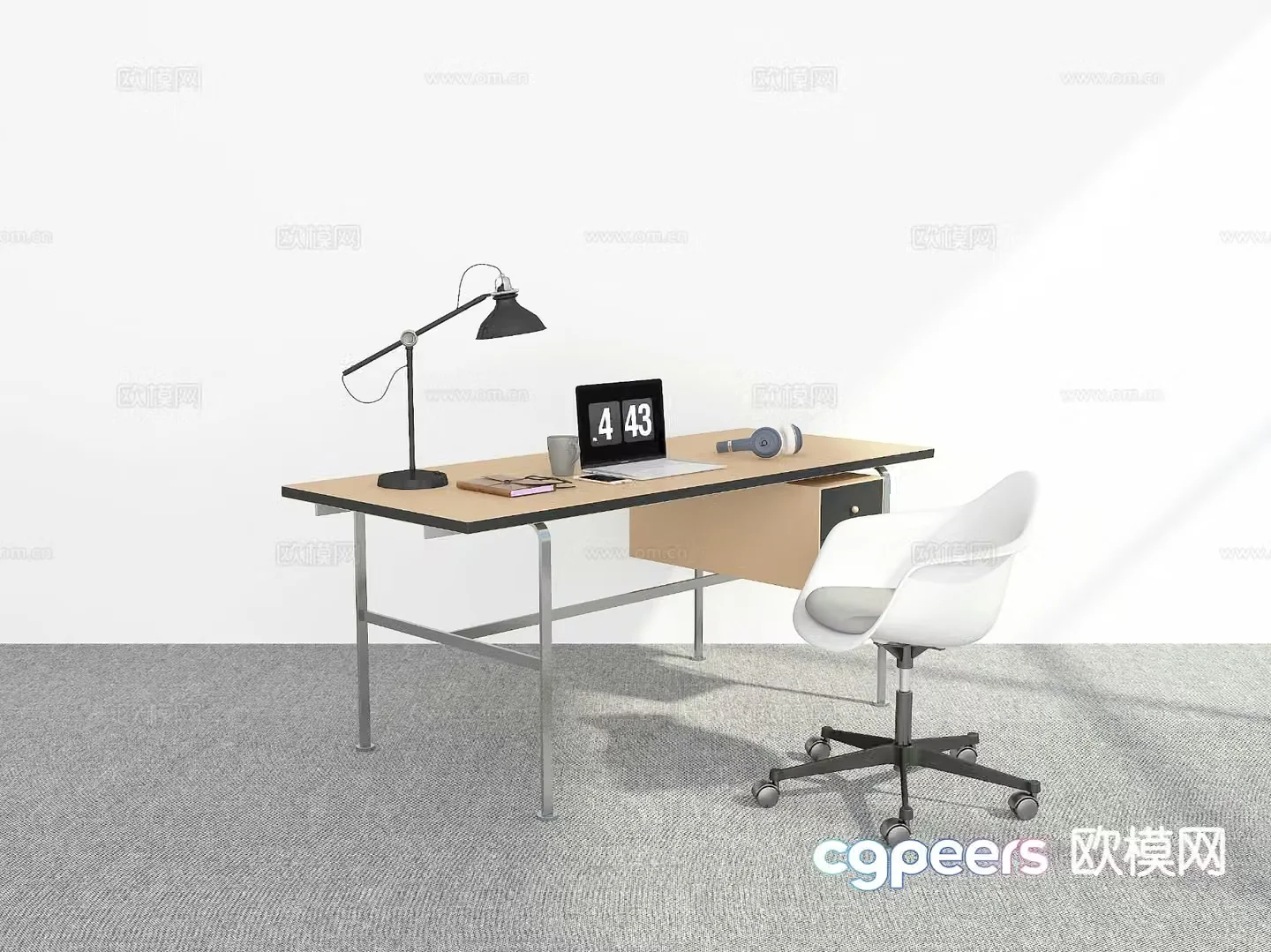 modern desk writing desk 3d model