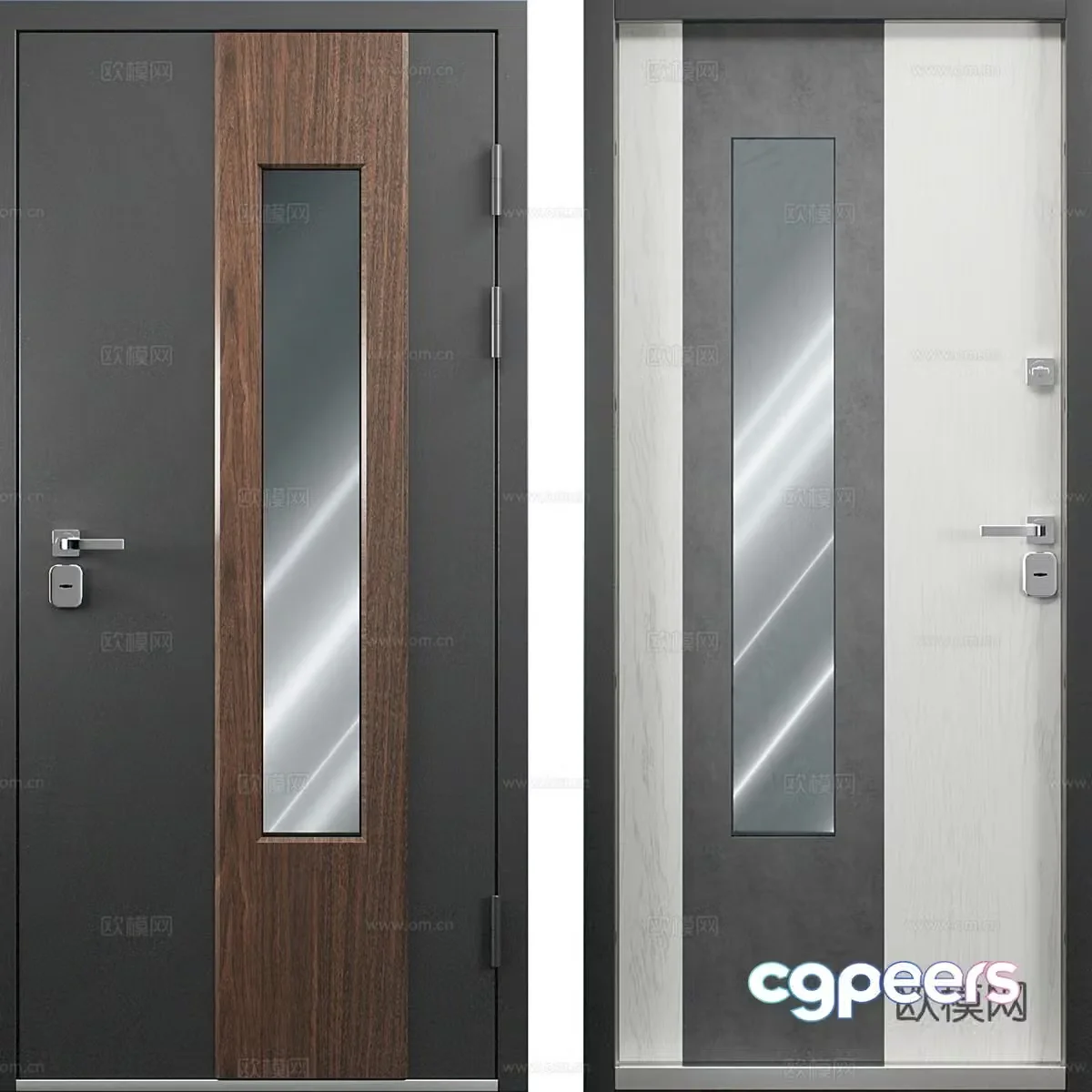 Nordic simple room entrance door Bedroom door Single open door Glass door 3D model