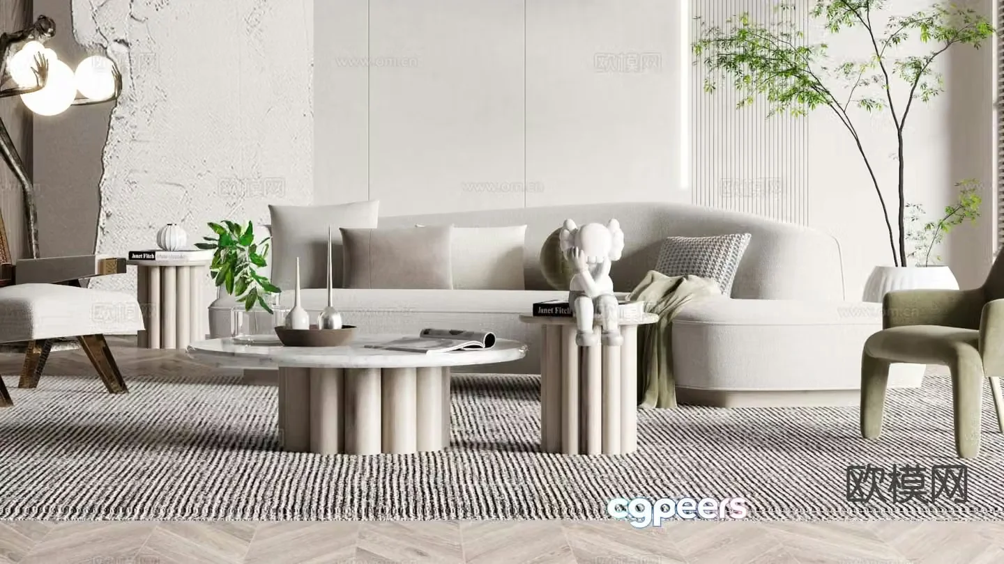 Modern corner sofa multi-person sofa 3d model