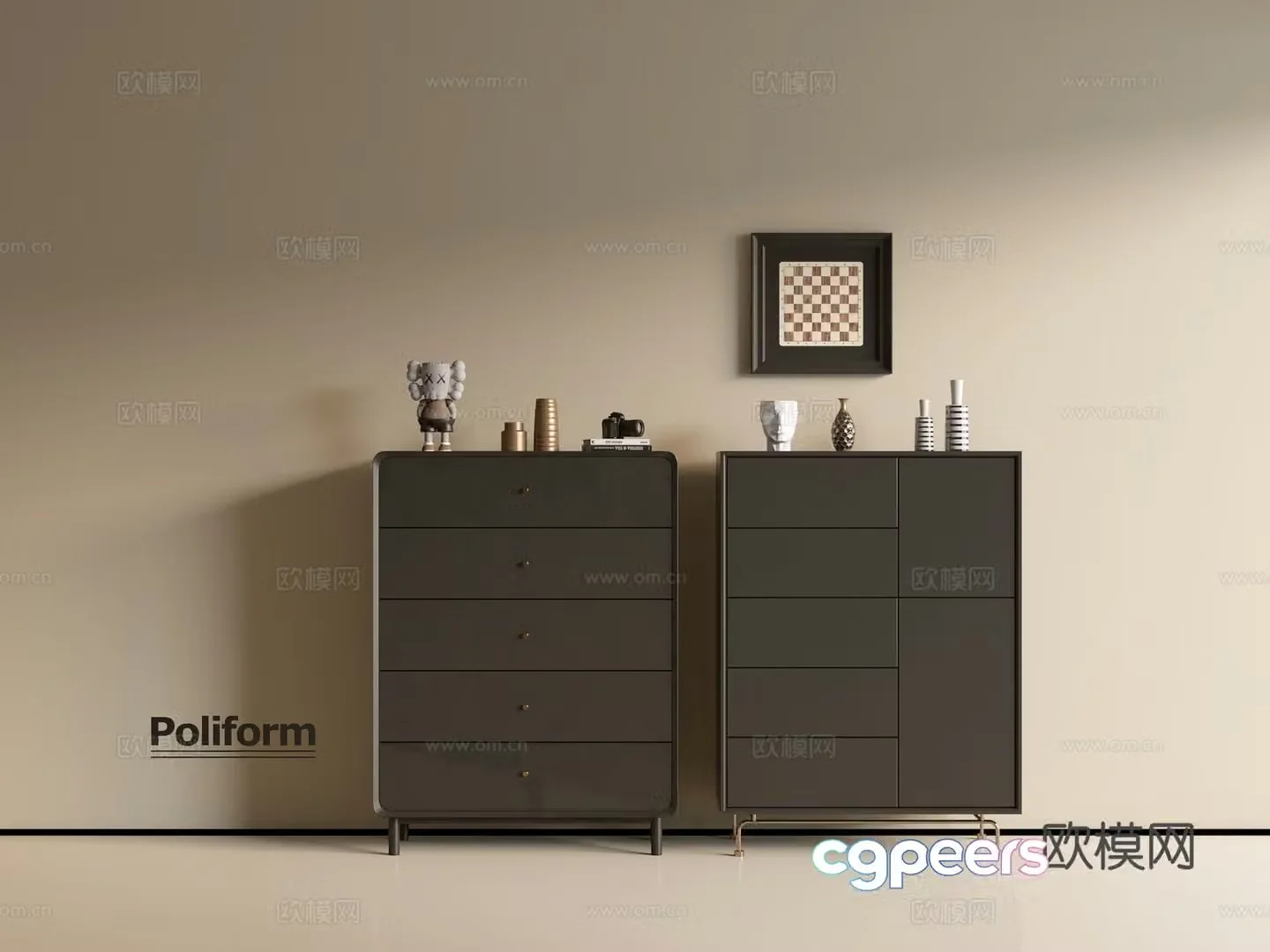 Modern black cabinet ins wind side cabinet chest cabinet low cabinet whole cabinet dining side cabinet balcony cabinet 3d model