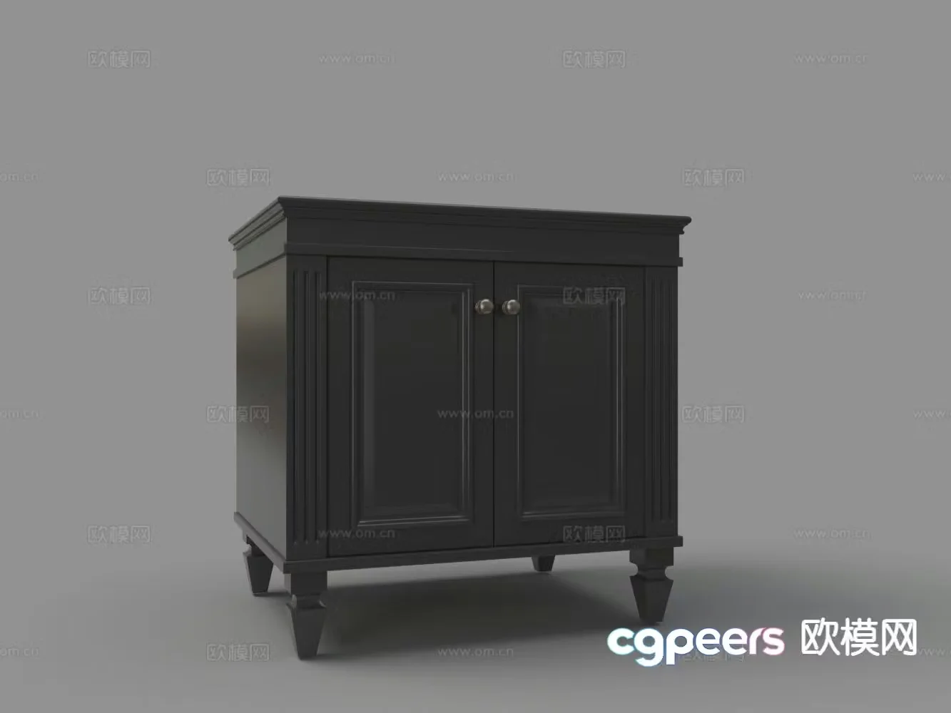 French bedside table black bedside table 3d model