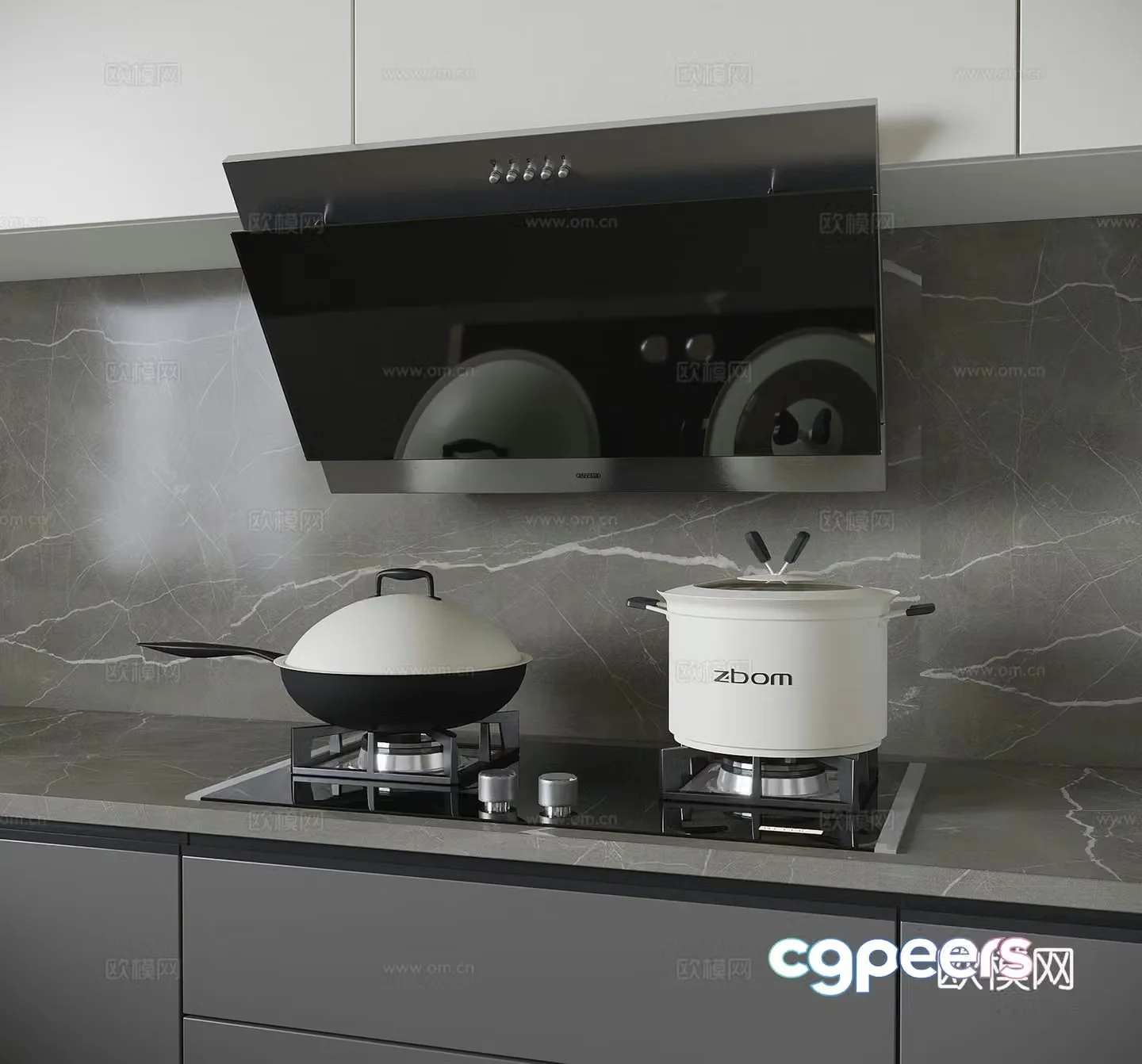 Modern range hood stove stove kitchen appliances 3d model