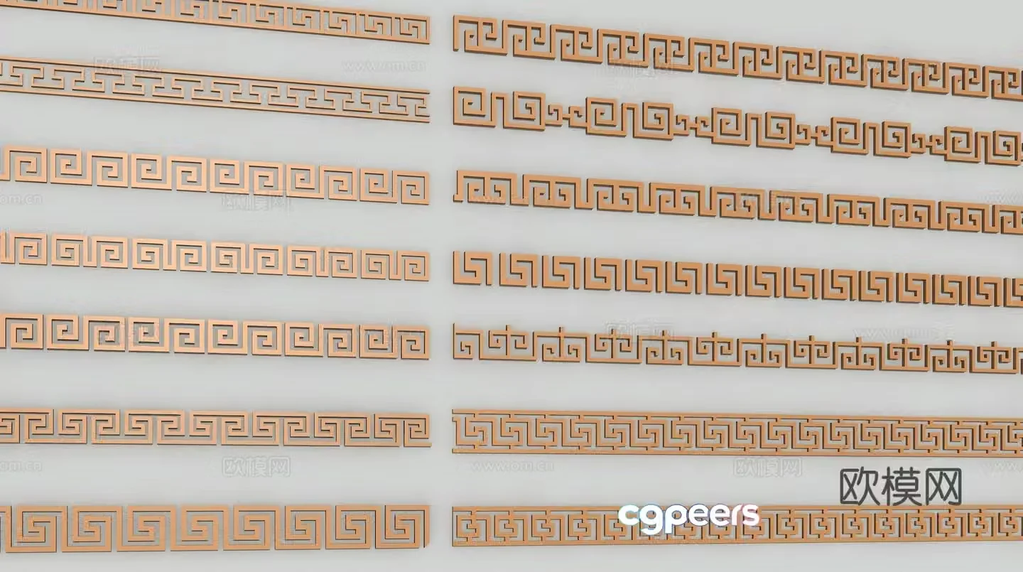 3d model of Chinese style fringe lines