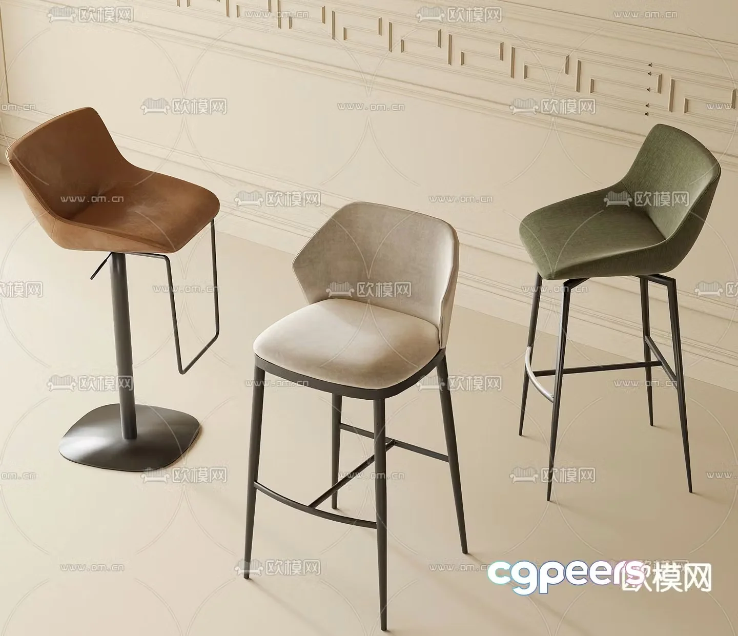 Modern bar stool bar stool high stool 3d model