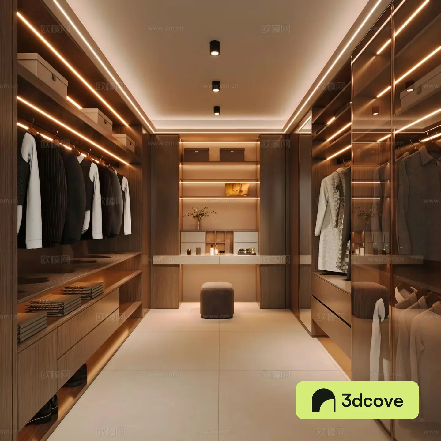 Modern walk-in cloakroom